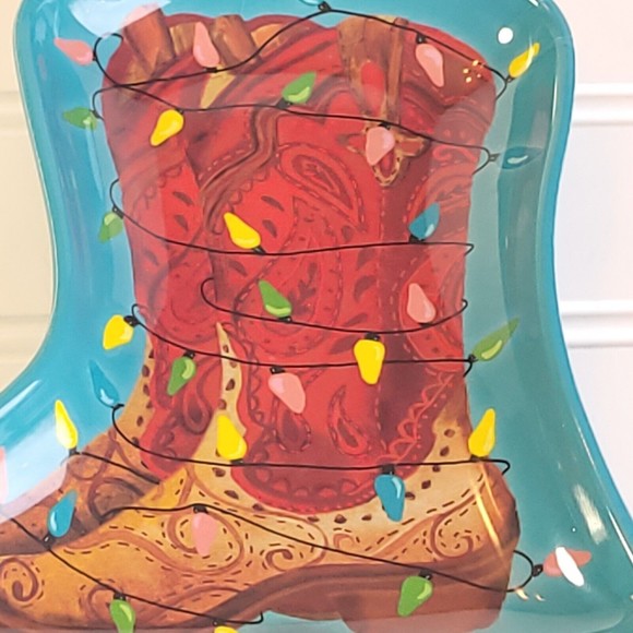 The Pioneer Woman Spoon Rest Christmas Cowboy Boot with Lights Melamine New - Picture 2 of 9